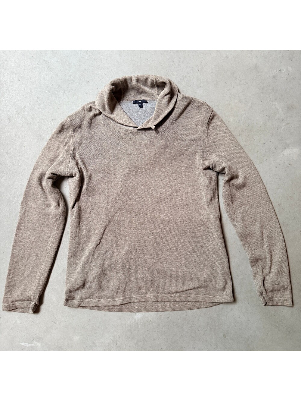 Gap Beige Shawl Collar Sweater Mens Size Small Cotton Nylon Blend T-Shirt Layer